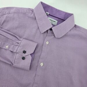 Duchamp London Mens Slim‎ Fit Purple Micro Houndstooth Button Up Shirt XL 17.5